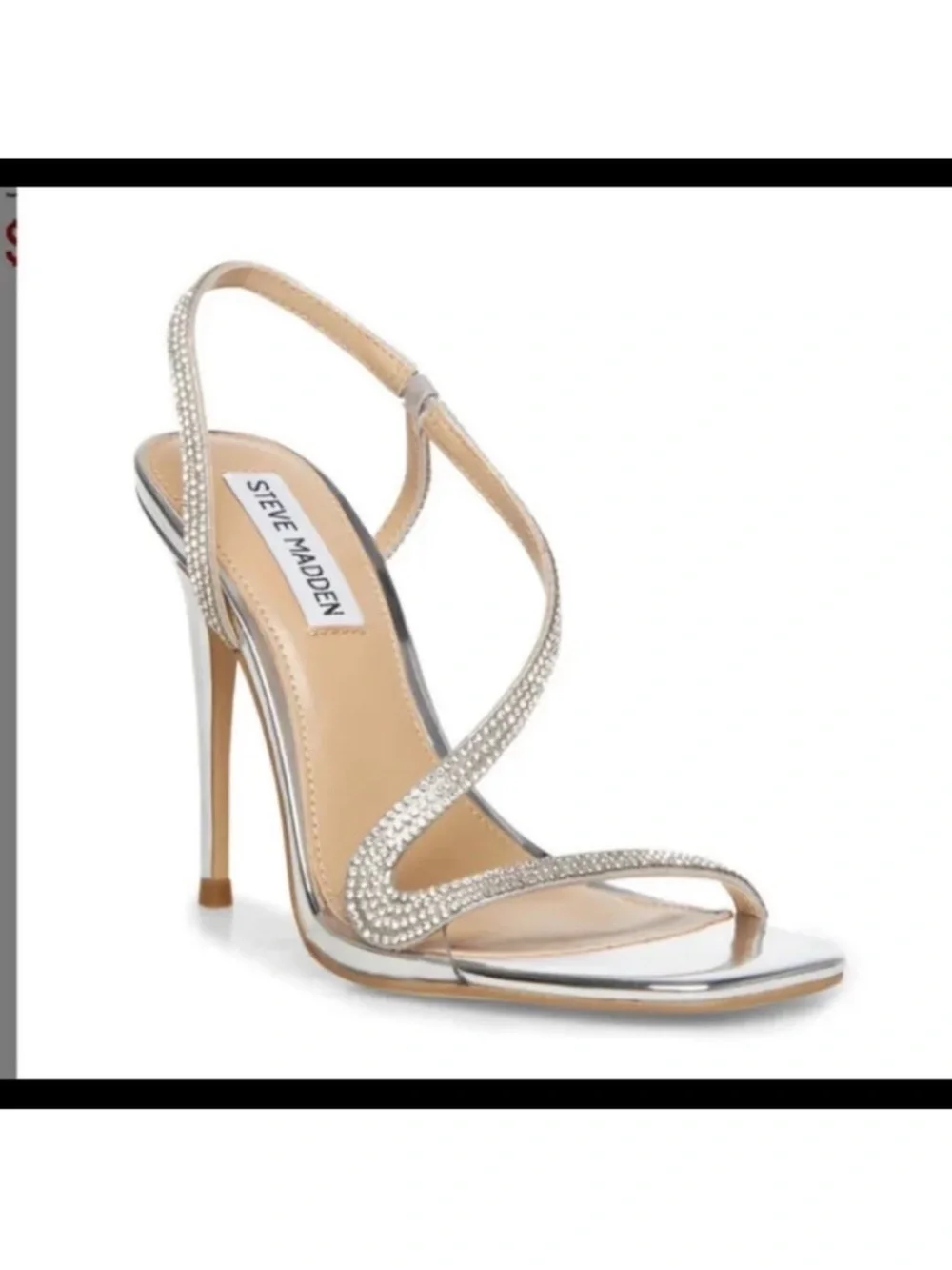 Steve Madden Silver Crystal Strappy Stiletto Sandal